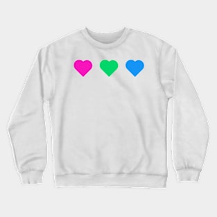 Bi+ Hearts Polysexual Flag (Solid) Crewneck Sweatshirt